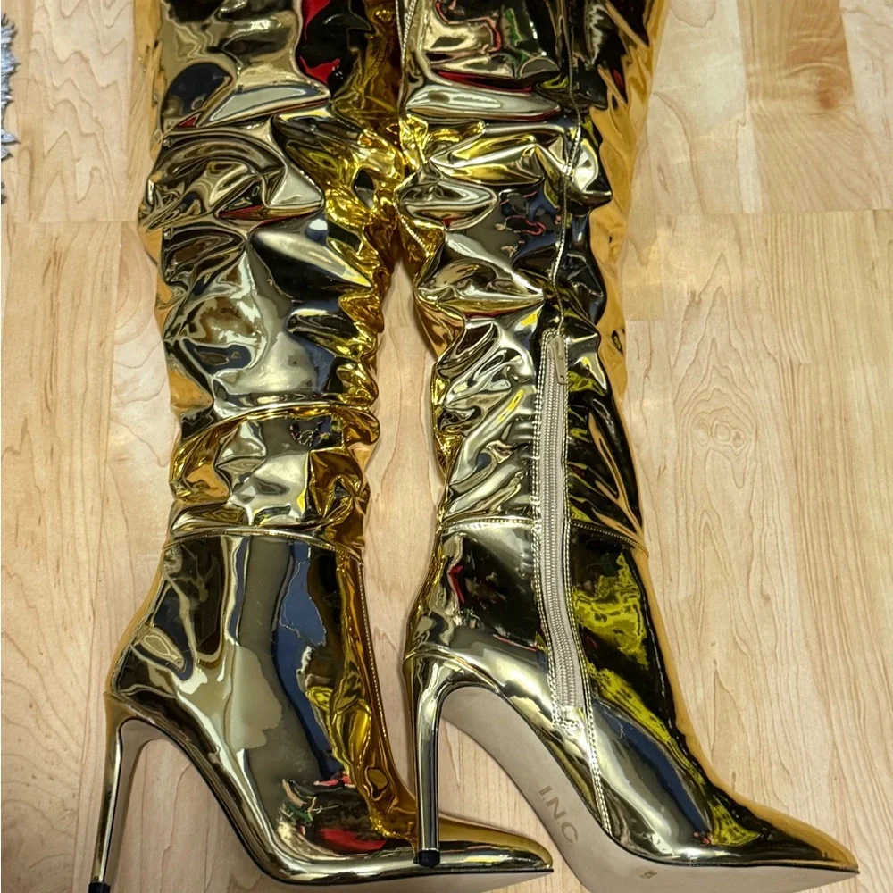 INC New without tag Gold High-Shine Women's Boots